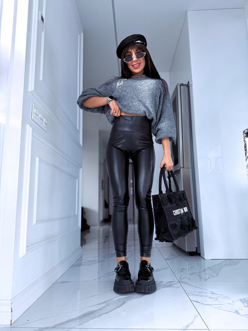 "WARMFIT" imitation leather leggings - BLACK VS19039